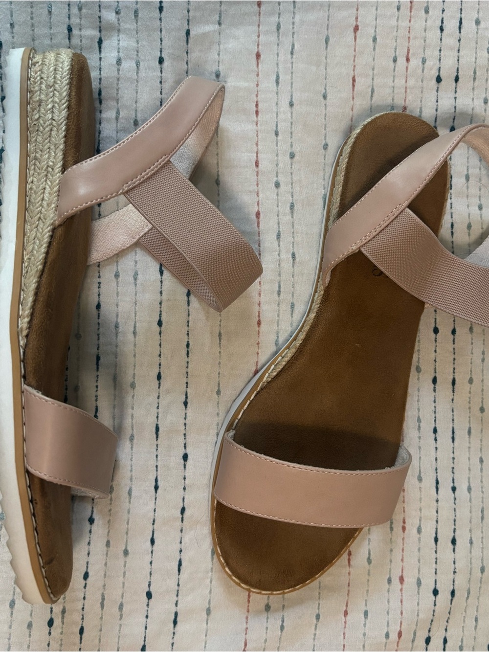 Dream Pairs Blush Pink Elastic Strap Espadrille Sandals